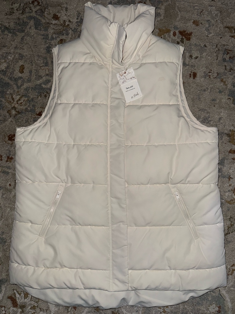Splendid Cream Quilted Puffer Vest